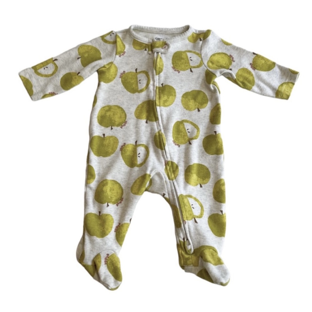 Carter's JOY green apple print footie sleeper 3m